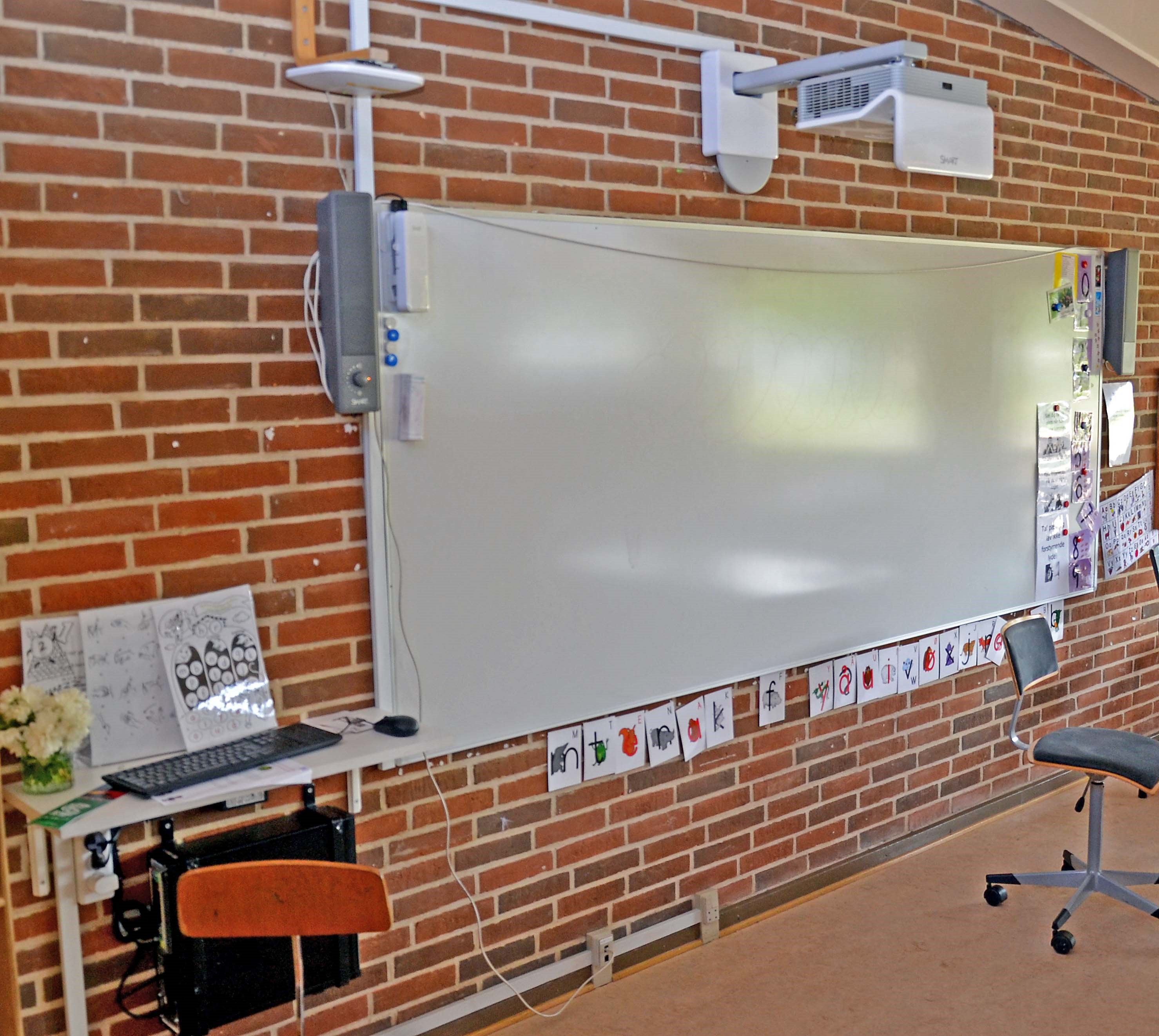 whiteboard med projektor opsætning. 